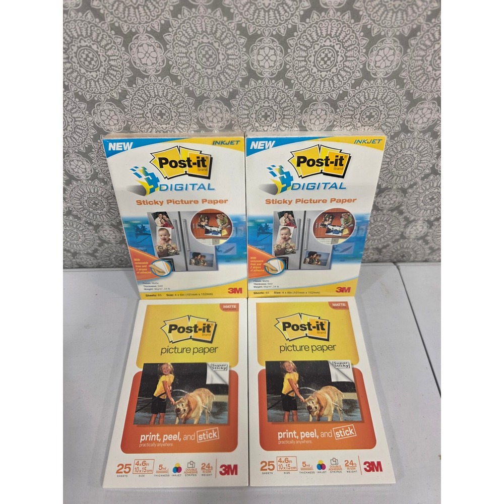 Post-it Digital & Picture Paper 4x6 Matte Inkjet Sticky Photos‎ Family SEALED